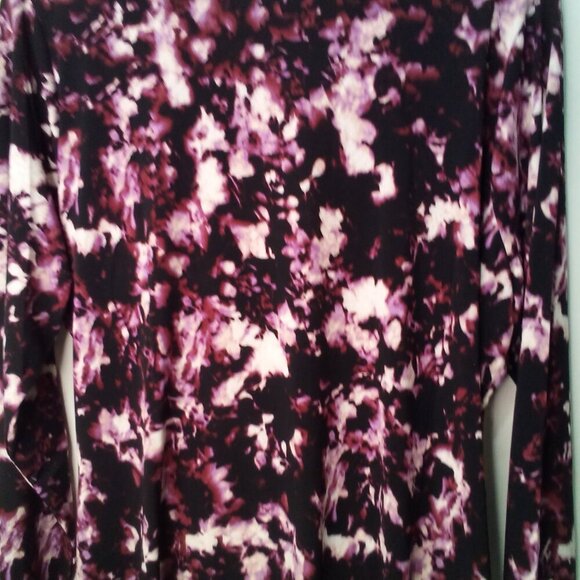 Rachel Rachel Roy Blouse Women M Long Sleeve V-Neck Wrap Floral Black Purple - Picture 12 of 14